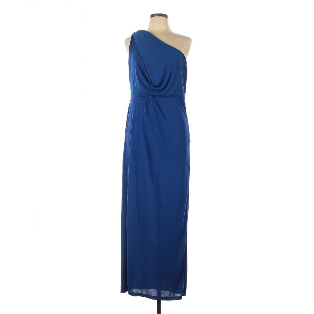 BCBG Royal Blue Asymmetrical Sleeve Formal Dress